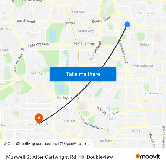 Muswell St After Cartwright Rd to Doubleview map