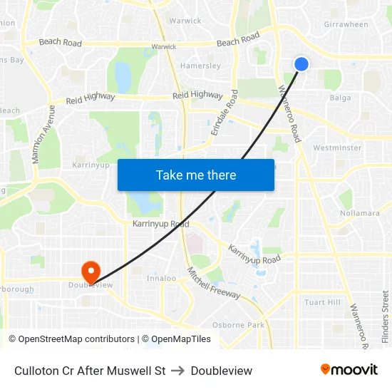 Culloton Cr After Muswell St to Doubleview map