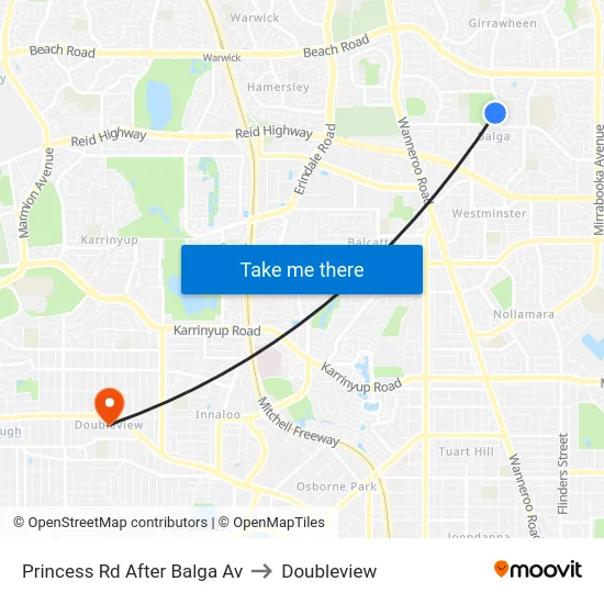 Princess Rd After Balga Av to Doubleview map