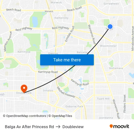 Balga Av After Princess Rd to Doubleview map