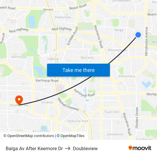 Balga Av After Keemore Dr to Doubleview map
