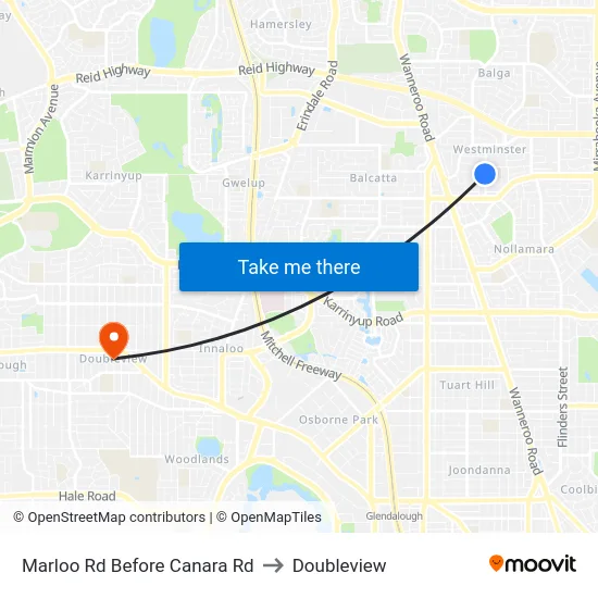 Marloo Rd Before Canara Rd to Doubleview map