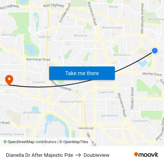 Dianella Dr After Majestic Pde to Doubleview map