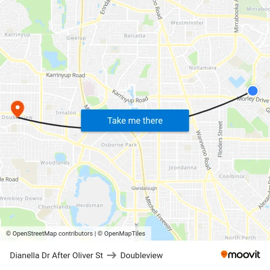 Dianella Dr After Oliver St to Doubleview map