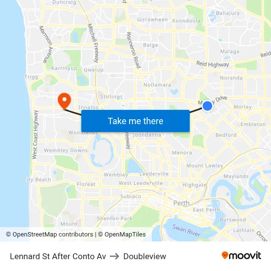 Lennard St After Conto Av to Doubleview map