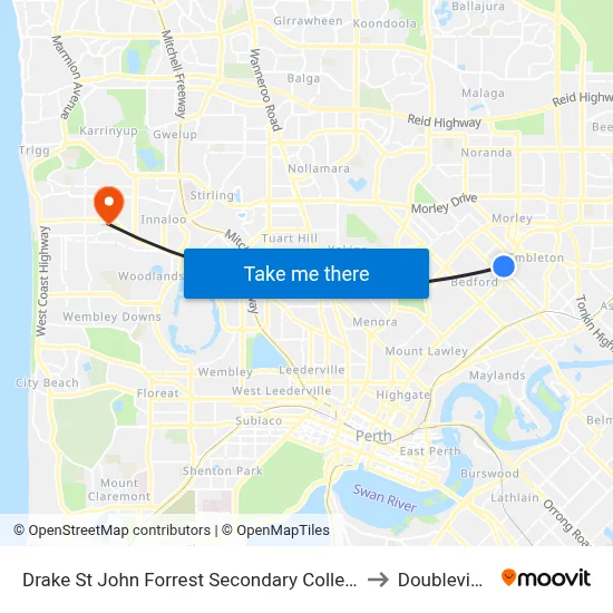 Drake St John Forrest Secondary College to Doubleview map
