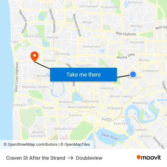 Craven St After the Strand to Doubleview map