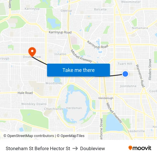 Stoneham St Before Hector St to Doubleview map