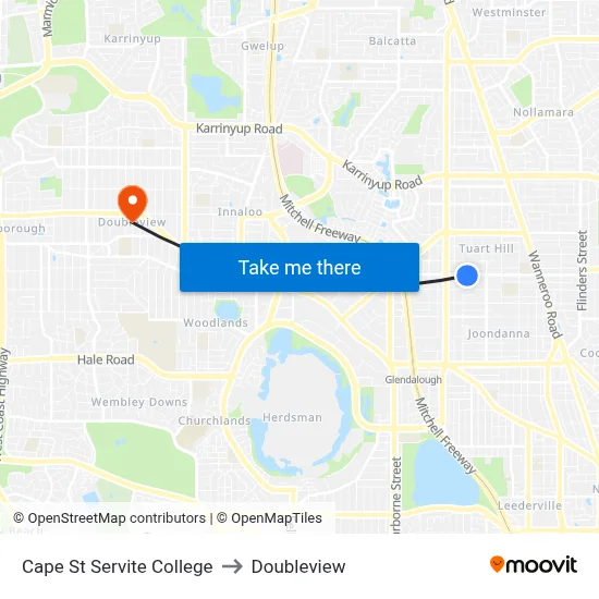 Cape St Servite College to Doubleview map