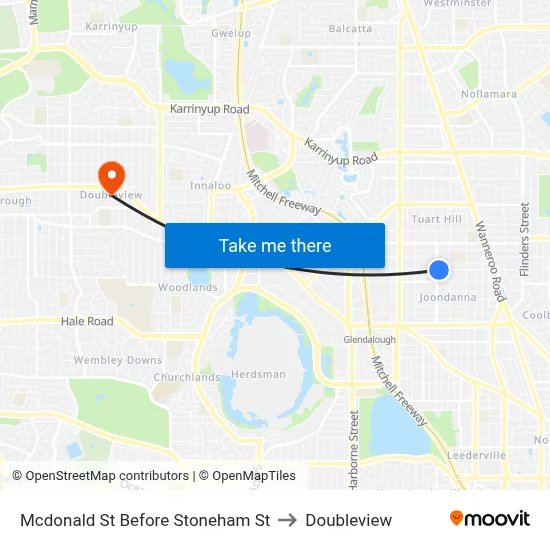 Mcdonald St Before Stoneham St to Doubleview map