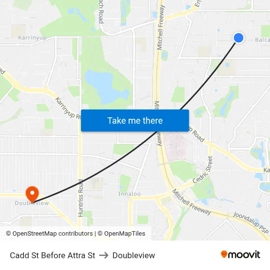 Cadd St Before Attra St to Doubleview map