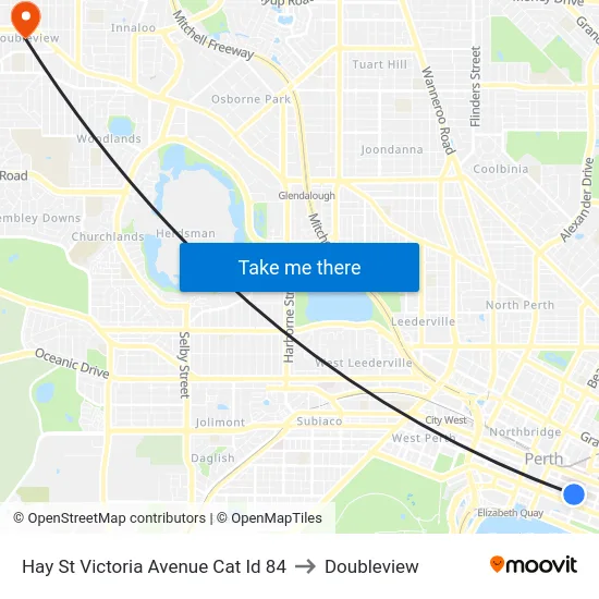 Hay St Victoria Avenue Cat Id 84 to Doubleview map