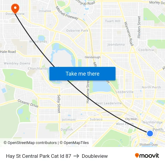 Hay St Central Park Cat Id 87 to Doubleview map