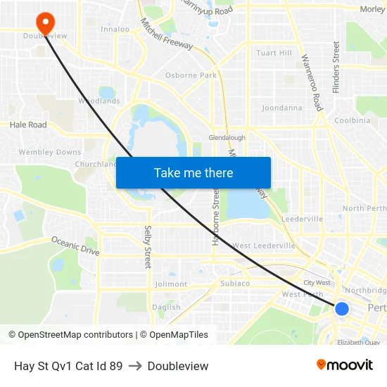 Hay St Qv1 Cat Id 89 to Doubleview map