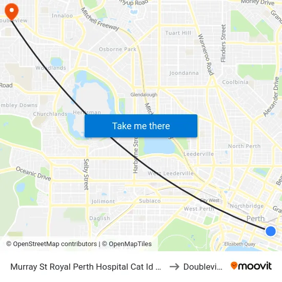 Murray St Royal Perth Hospital Cat Id 101 to Doubleview map