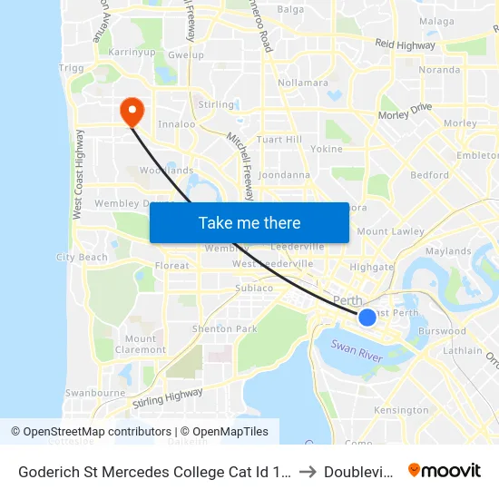 Goderich St Mercedes College Cat Id 102 to Doubleview map