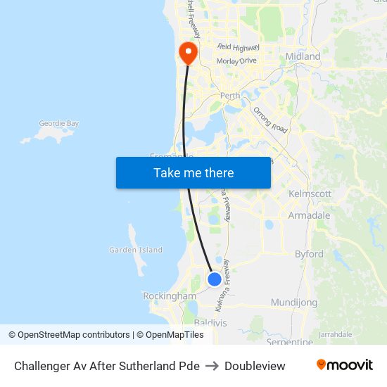 Challenger Av After Sutherland Pde to Doubleview map