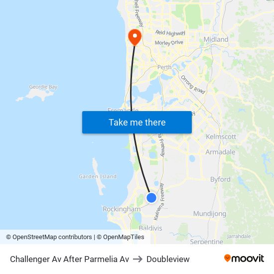 Challenger Av After Parmelia Av to Doubleview map