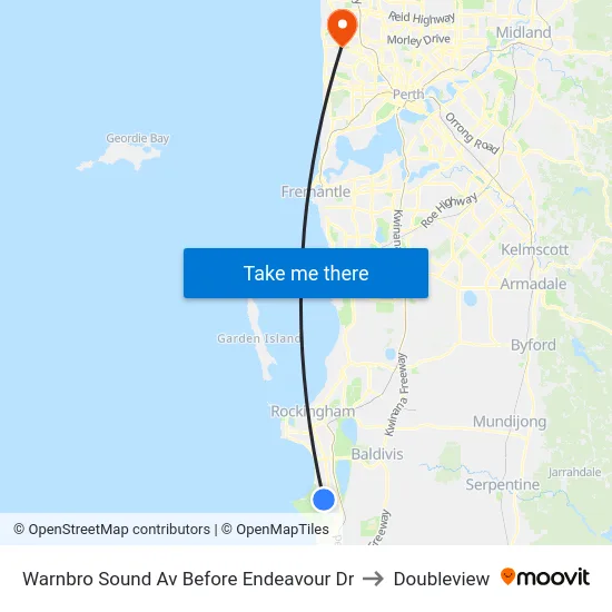 Warnbro Sound Av Before Endeavour Dr to Doubleview map