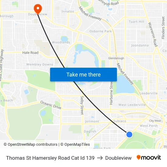 Thomas St Hamersley Road Cat Id 139 to Doubleview map