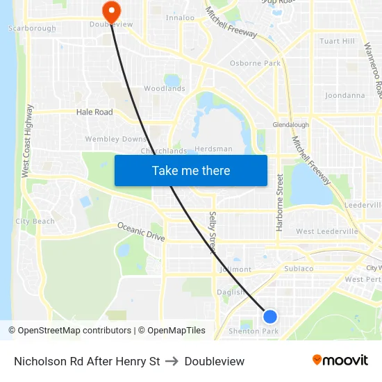 Nicholson Rd After Henry St to Doubleview map