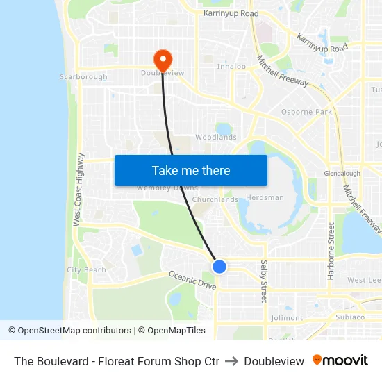 The Boulevard  - Floreat Forum Shop Ctr to Doubleview map