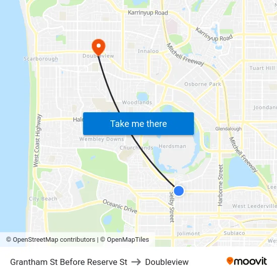 Grantham St Before Reserve St to Doubleview map