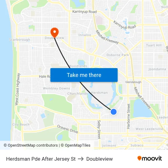 Herdsman Pde After Jersey St to Doubleview map