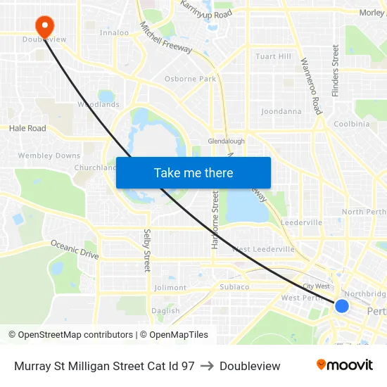 Murray St Milligan Street Cat Id 97 to Doubleview map