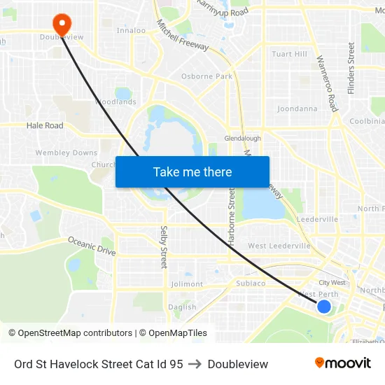 Ord St Havelock Street Cat Id 95 to Doubleview map