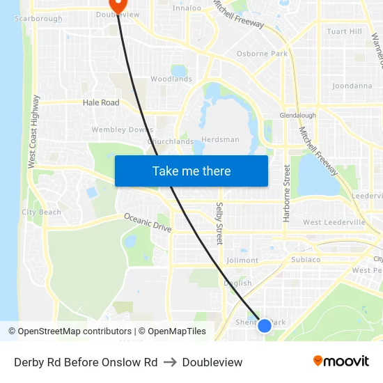 Derby Rd Before Onslow Rd to Doubleview map