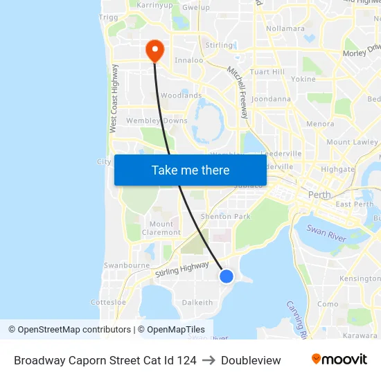 Broadway   Caporn Street Cat Id 124 to Doubleview map