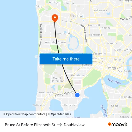 Bruce St Before Elizabeth St to Doubleview map