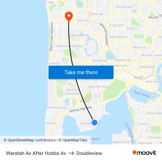 Waratah Av After Hobbs Av to Doubleview map