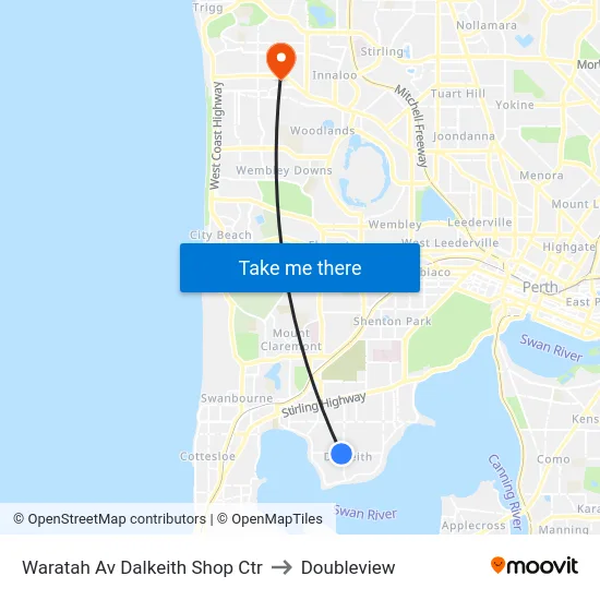 Waratah Av Dalkeith Shop Ctr to Doubleview map