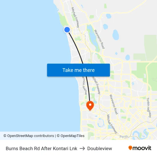 Burns Beach Rd After Kontari Lnk to Doubleview map