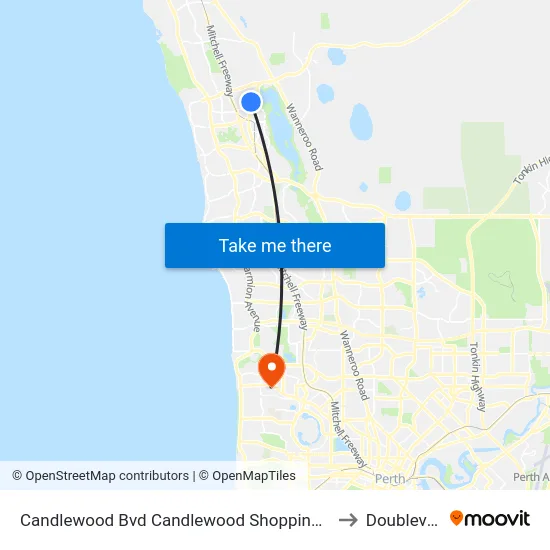 Candlewood Bvd Candlewood Shopping Centre to Doubleview map