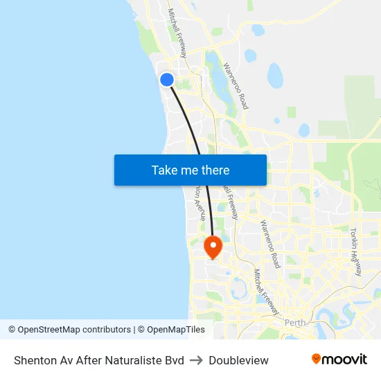 Shenton Av After Naturaliste Bvd to Doubleview map