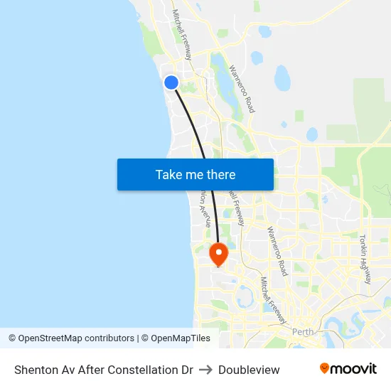Shenton Av After Constellation Dr to Doubleview map