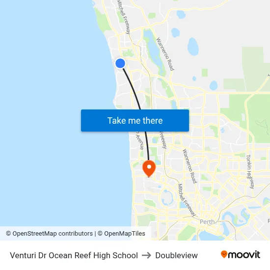 Venturi Dr Ocean Reef High School to Doubleview map