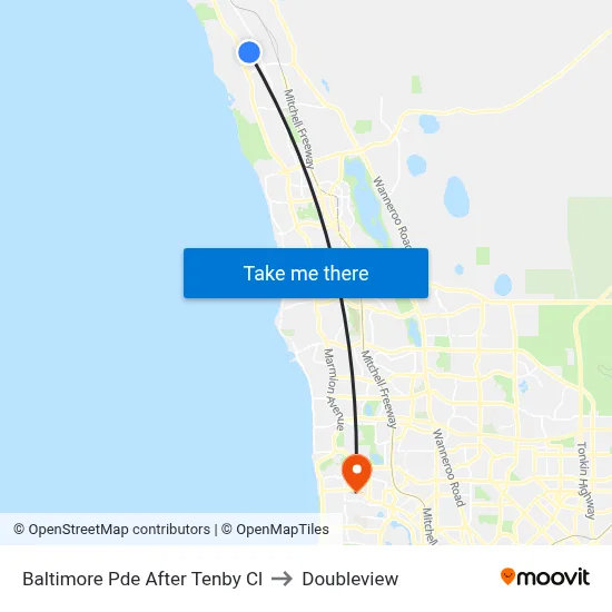 Baltimore Pde After Tenby Cl to Doubleview map