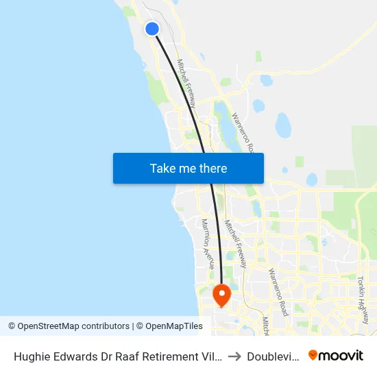 Hughie Edwards Dr Raaf Retirement Village to Doubleview map
