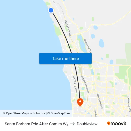 Santa Barbara Pde After Camira Wy to Doubleview map
