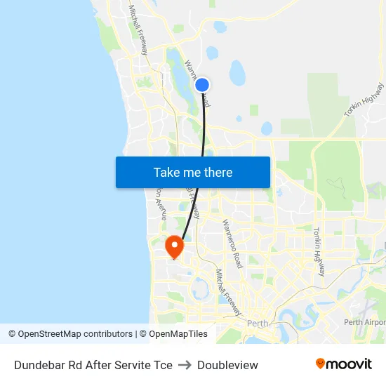 Dundebar Rd After Servite Tce to Doubleview map