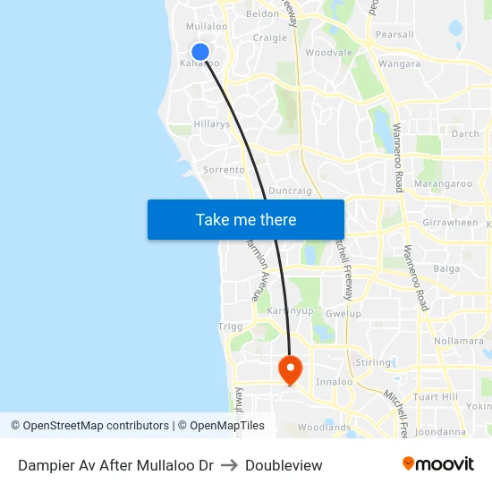 Dampier Av After Mullaloo Dr to Doubleview map