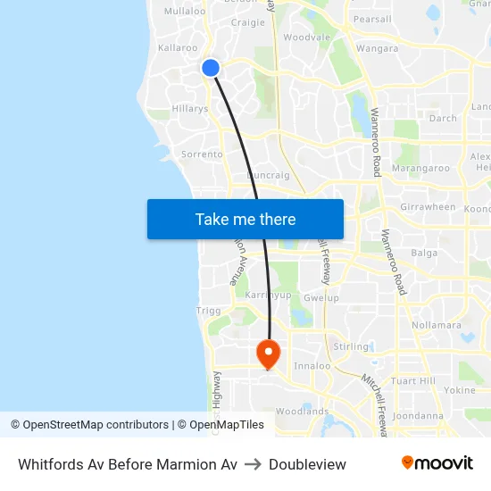 Whitfords Av Before Marmion Av to Doubleview map