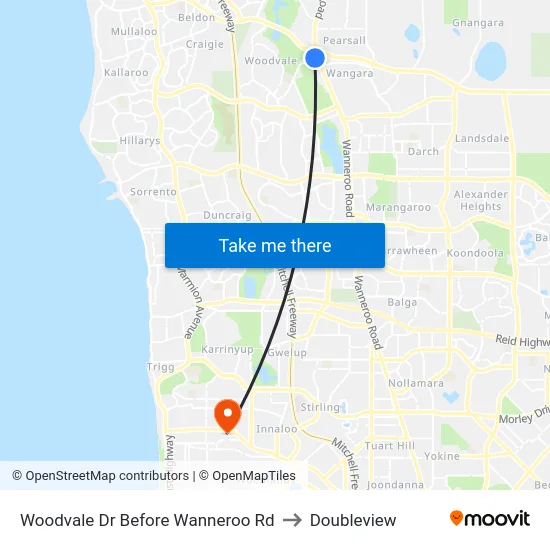 Woodvale Dr Before Wanneroo Rd to Doubleview map