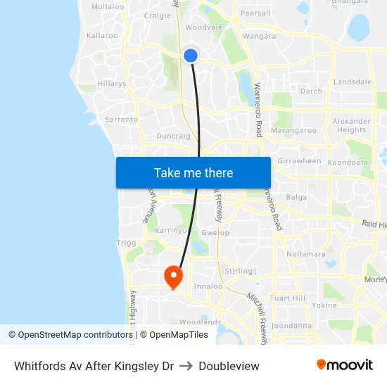 Whitfords Av After Kingsley Dr to Doubleview map