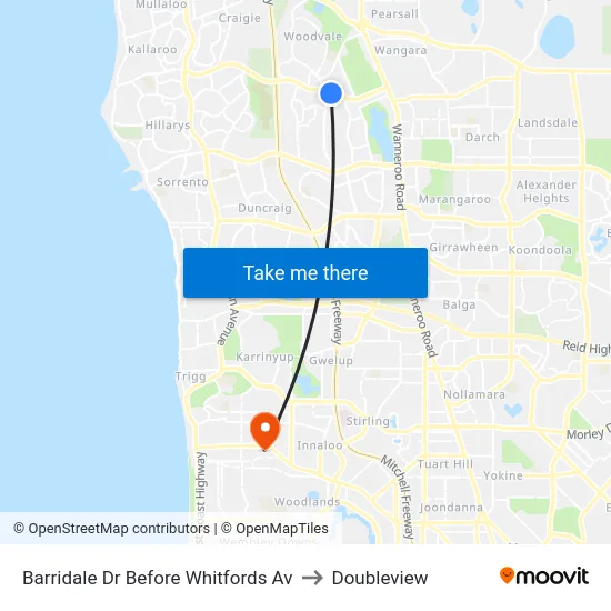 Barridale Dr Before Whitfords Av to Doubleview map