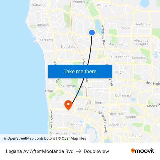 Legana Av After Moolanda Bvd to Doubleview map